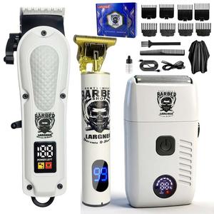 Professional Men's Grooming Set 3-In-1 Barber Clippers Set, High-Power Electric Trimmer, T-Shaped Hair Clipper, Reciprocating Razor, LED Display, USB Charging