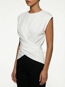 Cross Knot Waist Sleeveless Top, Bow Design Casual Women’s Shirt for Spring and Summer, Fashionable Fitted Blouse