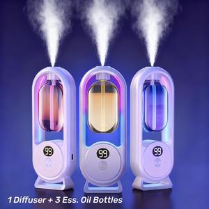 Home Aromatherapy Mist Maker with 3 Essential Oils, Timer Automatic Spray, 5 Spray Modes, USB Charging, Long Battery Life, Multi-Scene Use, Automated Aromatherapy