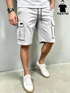 Men's Plus Size Casual Trendy Workwear Shorts, Loose Fit with Pockets, Ideal Summer Choice, Perfect for Daily Wear and Outdoor Activities, Menswear