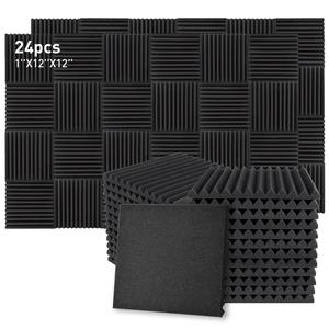 Acoustic Audio Visual Accessories Noise Reduction Soft Foam Panels Black 1x12x12 Inches for Audio and Video Room Noise Reduction Studio, Suitable for Live Broadcast Audio and Video Room Recording Room, Durable, Acoustic Soundproofing