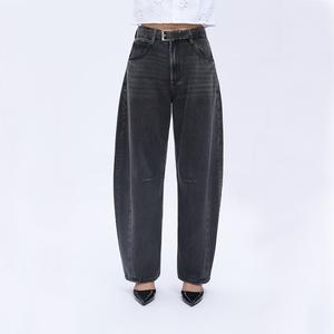 BLUEMOMENT Women's High-Waisted Baggy Black Wide-Leg Jeans are made of comfortable denim fabric, featuring tummy control, suitable for all seasons, available in plus sizes and regular sizes, and can shape the legs while hiding excess fat.