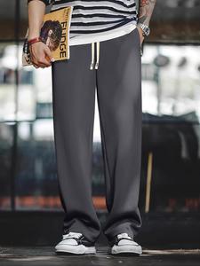 Men's Solid Color Straight Leg Pants, Loose Casual Comfy Trousers for Summer, Men's Bottoms for Daily Wear