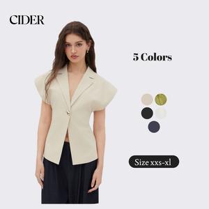 Cider Linen-blend V-neck Dolman Sleeve Blazer Vest