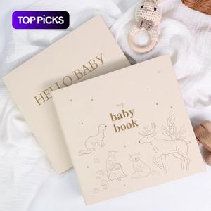 Baby Book, 1 Count Spiral Binding Baby Memory Notebook with 4 Counts Special Paper Pocket & 12 Months Milestone Sticker, Pregnancy Memory Notebook