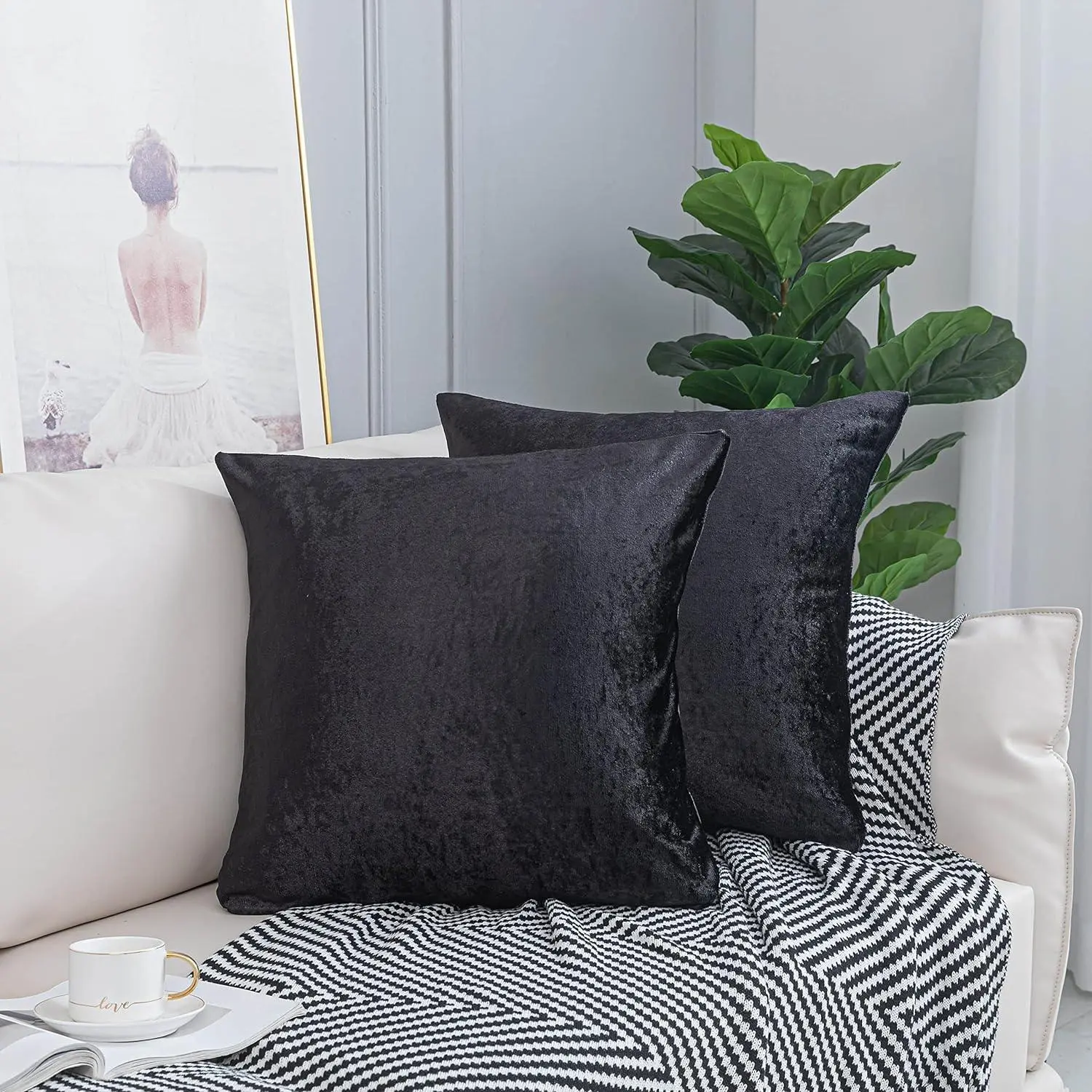 Luxurious Crushed Velvet Cushion Covers - Pack of 2 - Elegant Home Decor