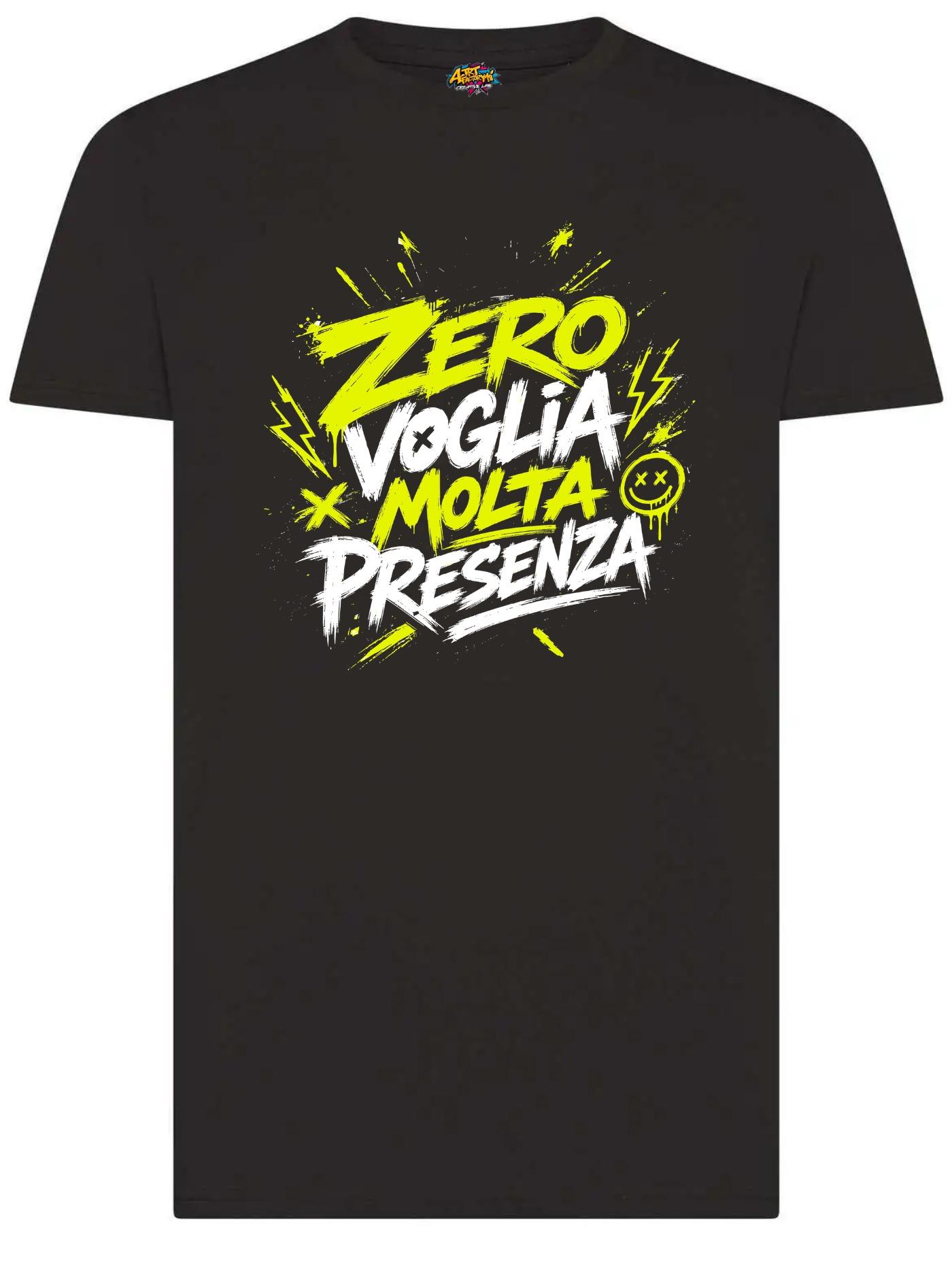 T-shirt Zero Voglia Molta Presenza - Stile Casual e Versatile con Design Distintivo per Un Look Accattivante e Significativo