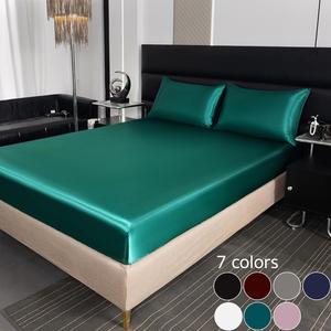 Solid Color Satin Fitted Sheet Set, 1 Set/2 Sets/3 Sets Soft Comfortable Breathable Bed Sheet, Bedding Supplies for Home Bedroom Hotel Dormitory