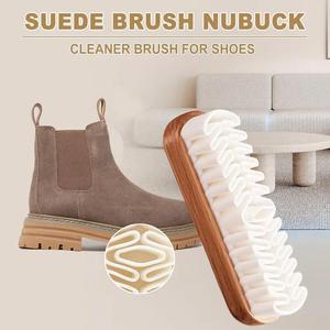 Suede Shoe Brush for Cleaning Suede Nubuck Boots Shoes Jackets and Leather Care with Soft TPR Crepe Bristles and 2-in-1 Cleaning Tool