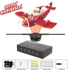 3D Hologram Projection Light 3D Hologram Display Fan Two Blades 42cm User-Friendly Plug and Play Holographic Advertising Show LED Lights Easy Wall Mount Decorations & Parties Gift for Christmas