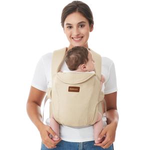 Momcozy Newborn Carrier WeeSnug Lightweight Cozy Comfort for 3.2-11.3kg Ergonomic Cross-Back Support Effortless to Put On Hands-Free Baby Carrier with Lumbar Support Black