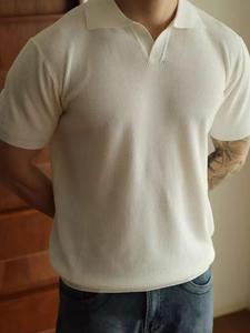 Men's Solid Color Short Sleeve Polo Shirt, Regular Fit Casual Breathable Comfy Knitting Top for Summer, Fashion Men's Clothes for Daily Wear