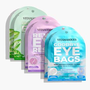 Vitamasques XL Extra Large Hydrogel Eye Pads Set of 6 – Brighten, De-Puff & Hydrate Under Eyes with Peptides, Hyaluronic Acid, Collagen, Caffeine, Niacinamide, Bakuchiol & Green Tea – Eye Mask Patches for Dark Circles, Puffiness & Fine Lines