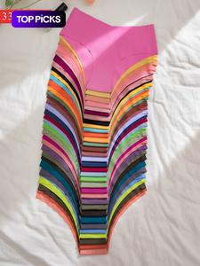 Women's Solid Color / All-Over Print Briefs, Soft Comfy Seamless Panties for Daily Wear, Fashion Breathable Underwear for All Seasons, Panties Collection, Breathable Seamless Knicker