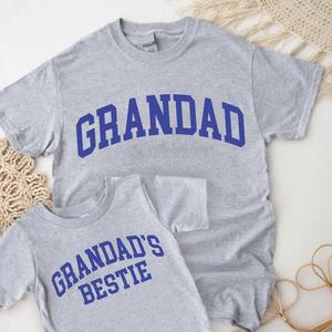 Grandad & Grandad's Bestie College Matching Grey/Blue T-shirts