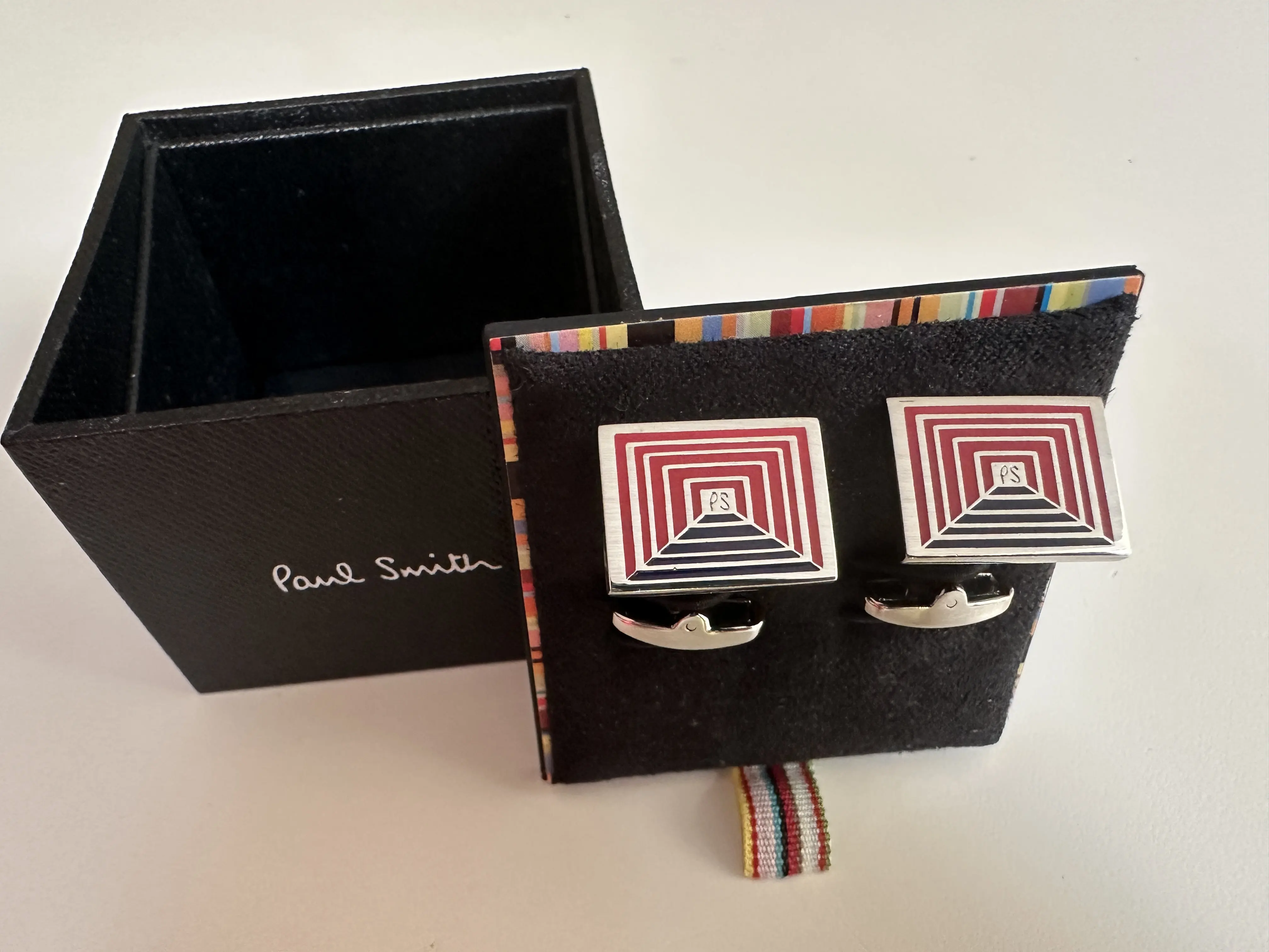 Pre owned Paul Smith Red and Blue Square Optical Cufflinks