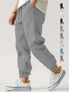 Men's Fashion Linen Jogger Pants, Breathable Comfortable Loose Fit, Drawstring Adjustable, Casual Summer Wear, Available in 8 Colors