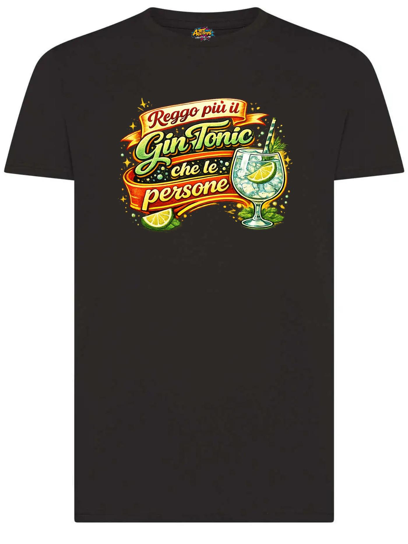 T-shirt Gin Tonic “Reggo più il Gin Tonic che le persone” – Maglietta ironica uomo/donna
