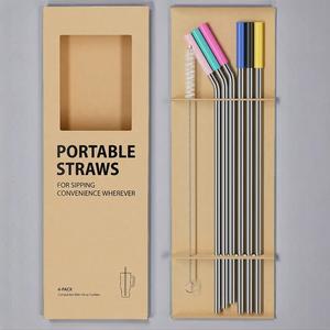 Reusable Drinking Straw Set Box with Cleaning Brush (7 Counts/set), Stainless Steel Straws with Silicone Straw Sleeves Design, Portable Kitchen Accessories Drinking Supplies for Home Office Use, Kitchen Utensils