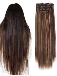 6-Piece Clip-in Hair Extensions for Long Straight Hair，Natural Clip-in Hair Clips, Invisible Hair Clips，Soft and Natural, Suitable for Women，6 Pieces for Full Head Coverage (Synthetic Hair Extensions)，Versatile Styling for All Occasions