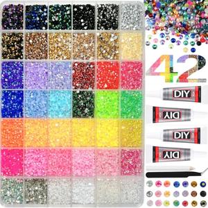 1Box 42 Colors 3mm Flatback Nail Rhinestones Charms 3D AB Multi-colors Semi-circular Resin Diamond Nail Jewelry Kit DIY Phone Case Cup Nail Materials