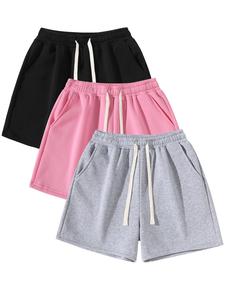 Unisex Casual Drawstring Waist Shorts, Soft Warm Fabric for All Seasons, Simple Design Suitable for Any Occasion, Gym Shorts