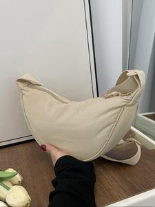 Women's Solid Color Hobo Bag, Fashionable Minimalist Shoulder Bag for Daily Used, Casual Trendy Versatile High-quality Daily Commuting Bag, Girl Shopping Bag