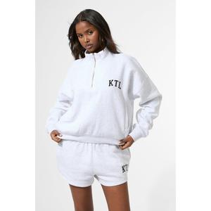 Kaiia KTL Logo Oversized Quarter Zip Sweatshirt Light Grey Marl