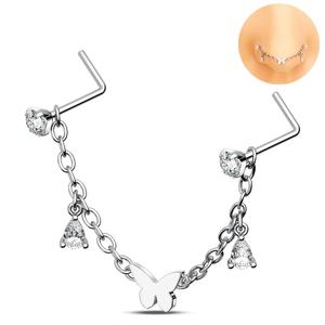 20G Removable Style Butterfly and Teardrop Dangle Nose Piercing Chain for Women