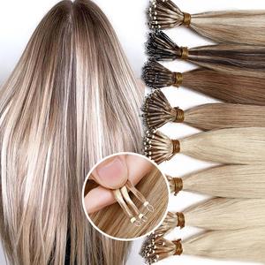 Nano Ring Hair Extensions Nano Bead Human Hair 22 Inch Platinum Blonde Nano Ring Hair Extensions Real Human Hair 50s 50g Dark Blonde Highlight Bleach Blonde Light Brown Jet black Cold Fusion Nano Beads Extensions 1gram/strand