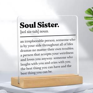 Soul Sister Definition Clear Acrylic Ornament, 1 Count Creative Desktop Decoration, Friendship Gift for Women, Birthday Gift for Friend