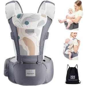 Bebamour Baby Carrier Newborn to Toddler Baby Carrier Hipseat 0-36Months with Head Hood, 3 PCS Teething Pads, Waist Extender