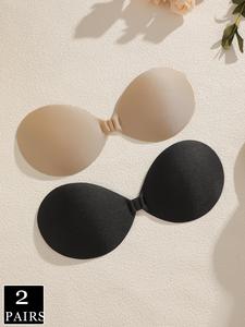 Women's Solid Buckle Front Silicone Bra, Casual Invisible Strapless Bra for Daily Wear, Suitable for Summer, Women's Lingerie Accessories