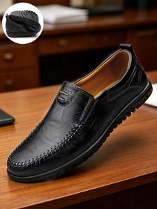 Men's Business Style Solid Color Loafers, Lightweight Comfortable Retro Slip on Loafers for Work & Daily Wear, Fashion Shoes for Party, Daily Clothing Decor, Round Toe Footwear