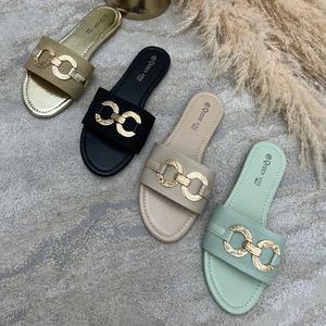 VIRGO BOUTIQUElinell - gold buckle detail woven flat slider