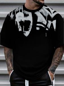 Men's Graffiti Print Short Sleeve T-shirt, Loose Casual Crew Neck T-shirt for Summer, Fashion Men's Top for Daily Wear