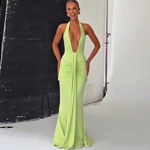 Women Summer Sexy Halter Backless Party Club Bodycon Long Dress