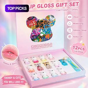 Bear lip glaze set pendant cute natural