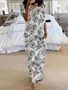 Women's Tie-Dye Butterfly Heart Print Sleepwear, Leopard Coffee Color Round Neck Loose Fit Pajamas, Comfortable Loungewear