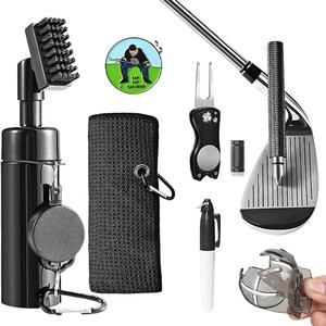 Golf Club Cleaning Kit, 1 Set Golf Club Cleaner with Golf Ball Marker Water Golf Towel Divot Repair Tool Groove Sharpener, Golf Gifts for Him, Golf Accessories