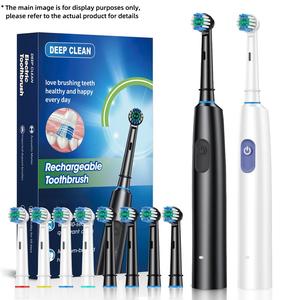 Rechargeable Electric Toothbrush Set, 1 Box Waterproof Electric Toothbrush with 4 Counts Brush Heads, Intelligent Timer Toothbrushes for Adults