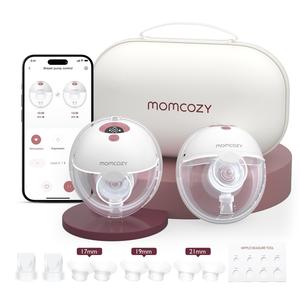 Momcozy M5 Smart App Hands Free Breast Pump, Wearable Breast Pump of Baby Mouth Double-Sealed Flange with 3 Modes & 9 Levels, Electric Breast Pump Portable - 24mm