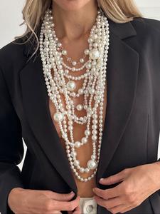 Boho Multi-Layer Faux Pearl Necklace for Women, Vintage Statement Fashion Jewelry, Versatile Gift for Daily Wear and Parties