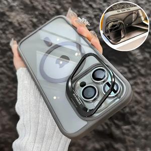 Functional magnetic mobile phone case lens bracket design + lens anti-scratch full cover mobile phone anti-fall protective case multiple colors optional lens suitable for iPhone 17, 16, 15, 14, 13