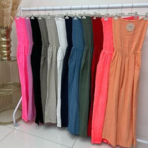 VIRGOBOUTIQUEzoya - cheese cloth elasticated bandeau two pocket jumpsuit.