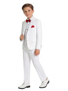 Upgraded Classic 4-Piece Boys Formal Suit Outfit | Slim Fit, Elastic Waist for All-Day Comfort | 6 Trendy Colors | Size 100-150cm | Suitable for Toddler & Junior Boys, Perfect for Weddings, Graduations, Birthdays, Party & Holiday Events - Vest -No Shirt