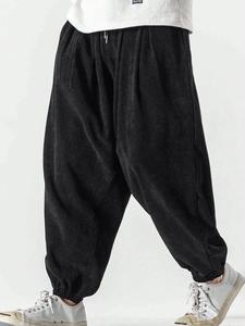 Men's Solid Pocket Corduroy Pants, Loose Casual Comfy Trousers for Fall & Winter, Men's Bottoms for Men Student Daily Wear