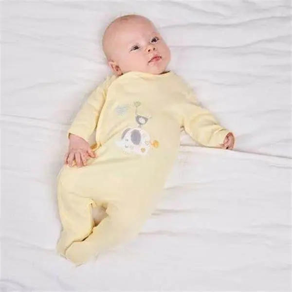 LEMON ELEPHANT COTTON SLEEPSUIT