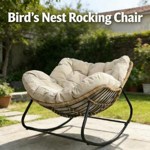 Luxury Bird Nest Rocking Chair, Velvet Lounger Sofa, Swinging Lounge Chair, Indoor Outdoor Use, Comfortable Relaxation Seat, Perfect for Home and Garden, Patio Rocking Chair