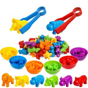 Counting Animals Toy for Kids, 1 Set Color Classification Game Toy, Sorting Bowl Preschool Learning Activity for Kids, Novelty Gift Set, Rubber Sorting Ability Training Plaything